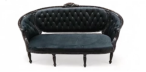 Καναπές σκαλιστός σε μαύρο καπιτονέ σχέδιο (M004)