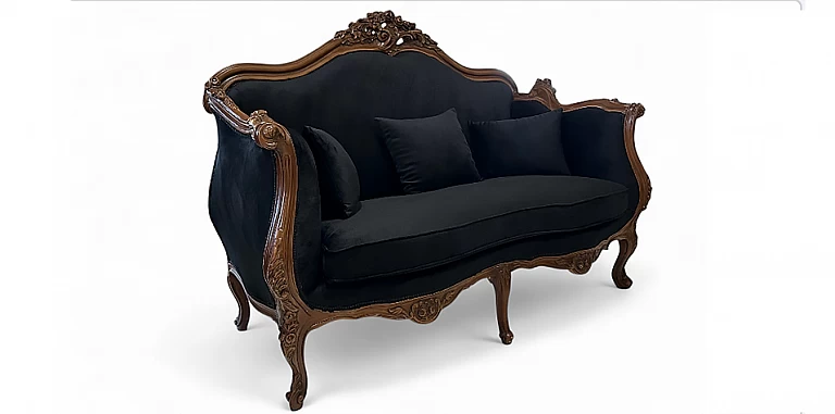 Κλασικό σετ σαλόνι σε μαύρο βελούδο (KAM)- ΣΑΛΟΝΑΚΙ Louis XV
