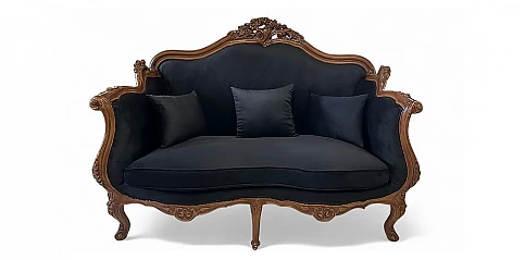 Κλασικό σετ σαλόνι σε μαύρο βελούδο (KAM)