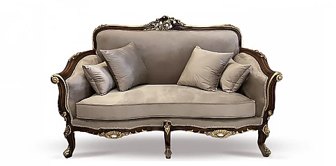 Διθέσιος καναπές στυλ Λουί Κένζ με Καφέ-Χρυσό Σκελετό (2026)