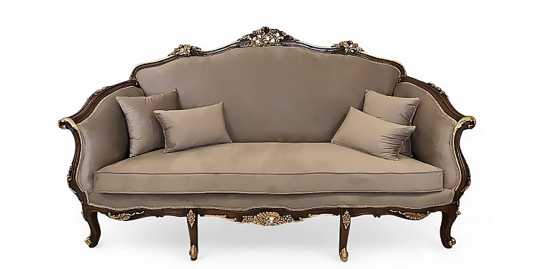 Κλασικό σαλόνι σετ τριών τεμαχίων Louis XVI & Louis XV σε μασίφ ξύλο οξιάς