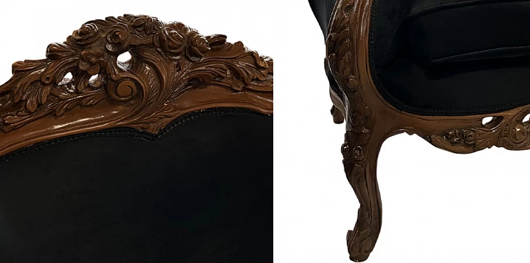 Καναπές τριθέσιος κλασικός σε μαύρο χρώμα (ΚΑΜ3) ΚΑΝΑΠΕΣ ΤΡΙΘΕΣΙΟΣ