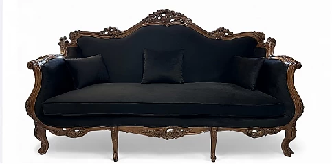 Καναπές τριθέσιος κλασικός σε μαύρο χρώμα (ΚΑΜ3)