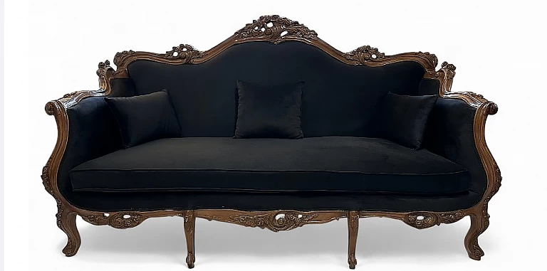 Καναπές τριθέσιος κλασικός σε μαύρο χρώμα (ΚΑΜ3) ΚΑΝΑΠΕΣ ΤΡΙΘΕΣΙΟΣ