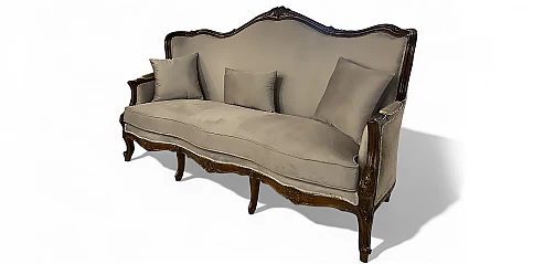 Τριθέσιος καναπές στυλ Λουί Κένζ με Καφέ Σκελετό (K010)