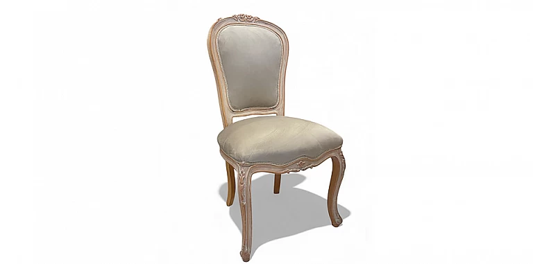 Καρέκλα Τραπεζαρίας Κλασική σε Λευκό Βελούδο (DECAPE) ΠΟΛΥΘΡΟΝΕΣ ΚΛΑΣΙΚΕΣ LOUIS XV