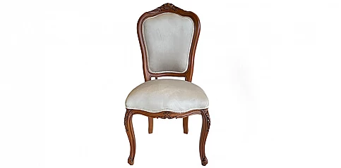 Καρέκλα Τραπεζαρίας Κλασική σε Λευκό Βελούδο (KORONA)