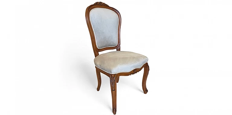 Καρέκλα Τραπεζαρίας Κλασική σε Λευκό Βελούδο (3FLO) ΠΟΛΥΘΡΟΝΕΣ ΚΛΑΣΙΚΕΣ LOUIS XV