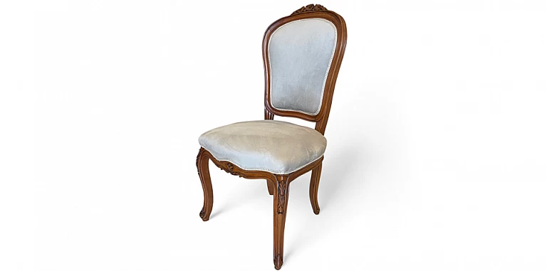 Καρέκλα Τραπεζαρίας Κλασική σε Λευκό Βελούδο (3FLO) ΠΟΛΥΘΡΟΝΕΣ ΚΛΑΣΙΚΕΣ LOUIS XV