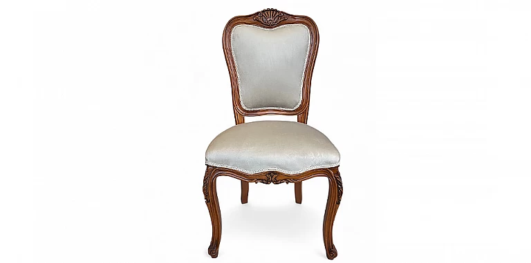 Καρέκλα Τραπεζαρίας Κλασική σε Λευκό Βελούδο (KOHILI) ΠΟΛΥΘΡΟΝΕΣ ΚΛΑΣΙΚΕΣ LOUIS XV