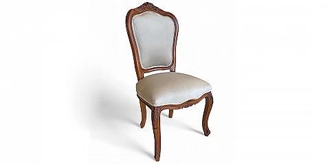 Καρέκλα Τραπεζαρίας Κλασική σε Λευκό Βελούδο (KORONA)