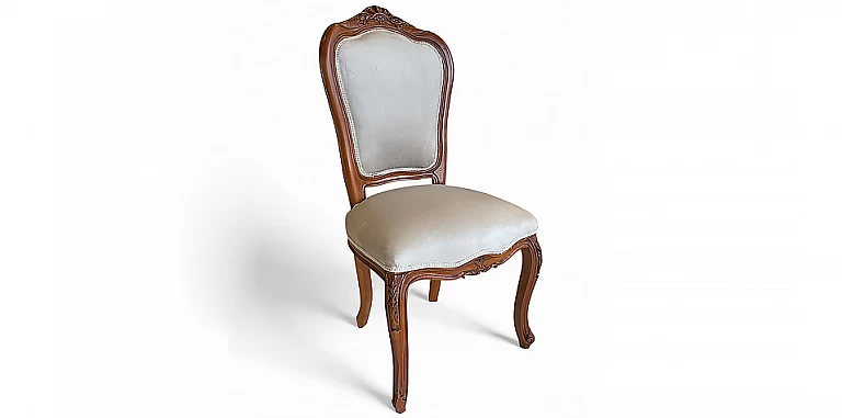 Καρέκλα Τραπεζαρίας Κλασική σε Λευκό Βελούδο (KORONA) ΠΟΛΥΘΡΟΝΕΣ ΚΛΑΣΙΚΕΣ LOUIS XV