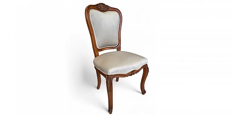 Καρέκλα Τραπεζαρίας Κλασική σε Λευκό Βελούδο (KOHILI) ΠΟΛΥΘΡΟΝΕΣ ΚΛΑΣΙΚΕΣ LOUIS XV