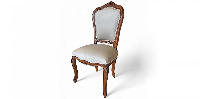 Καρέκλα Τραπεζαρίας Κλασική σε Λευκό Βελούδο (KORONA) ΠΟΛΥΘΡΟΝΕΣ ΚΛΑΣΙΚΕΣ LOUIS XV