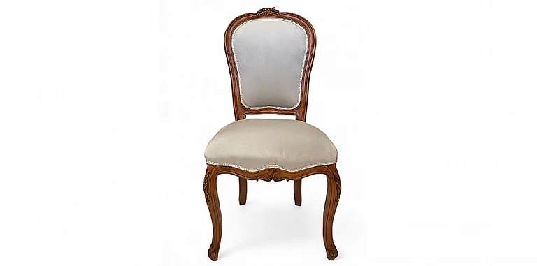 Καρέκλα Τραπεζαρίας Κλασική σε Λευκό Βελούδο (OVFL) ΠΟΛΥΘΡΟΝΕΣ ΚΛΑΣΙΚΕΣ LOUIS XV