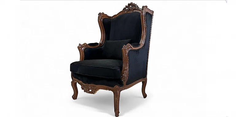 Κλασικό σετ σαλόνι σε μαύρο βελούδο (KAM)- ΣΑΛΟΝΑΚΙ Louis XV