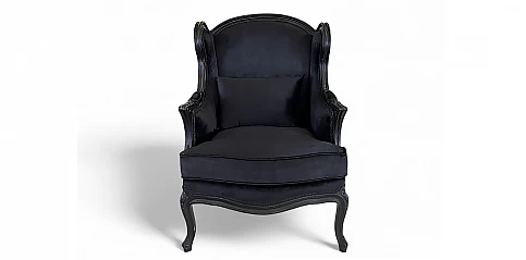 Κλασική Πολυθρόνα με Ψηλή Πλάτη και Βελούδινη Επένδυση σε Μαύρο (MPMM)