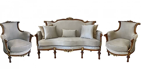 Σετ Καθιστικού Louis XV με Ξυλόγλυπτα Μοτίβα (KING)