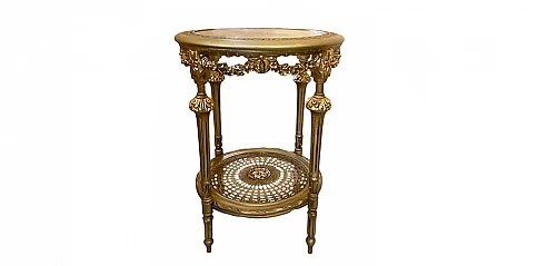 Τραπεζάκι πλαινό με Χρυσό Φινίρισμα και τζάμι Στρογγυλό (XEST) 