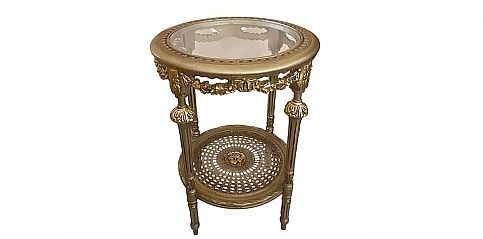 Τραπεζάκι πλαινό με Χρυσό Φινίρισμα και τζάμι Στρογγυλό (XEST) 