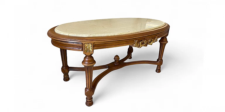 Κλασικό τραπεζάκι σαλονιού με μάρμαρο (KING) ΤΡΑΠΕΖΑΚΙΑ ΣΑΛΟΝΙΟΥ Louis XV