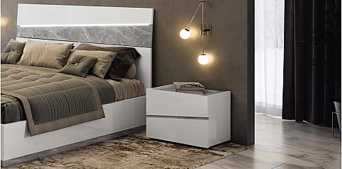 Κομοδίνο λευκό με μαρμάνινη όψη (ALBA)