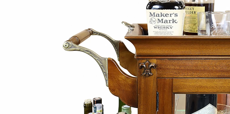 Μπαράκι Τρόλει από μασίφ μαόνι (H556) ΜΠΑΡΑΚΙ ΕΠΙΠΛΟ