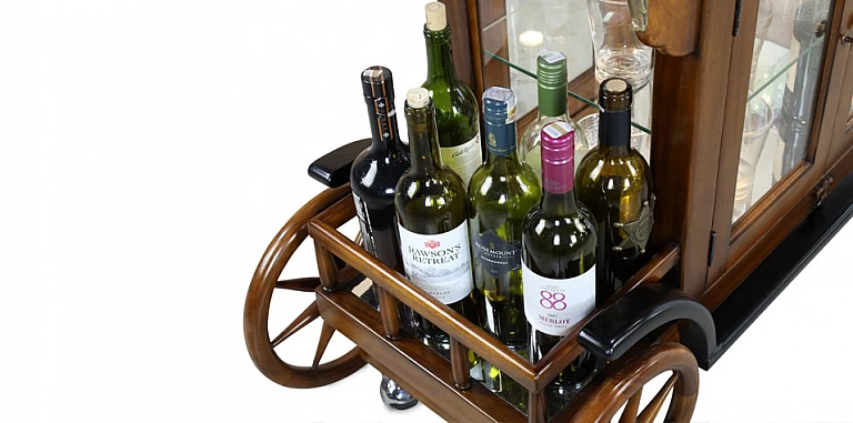 Μπαράκι Τρόλει από μασίφ μαόνι (H556) ΜΠΑΡΑΚΙ ΕΠΙΠΛΟ