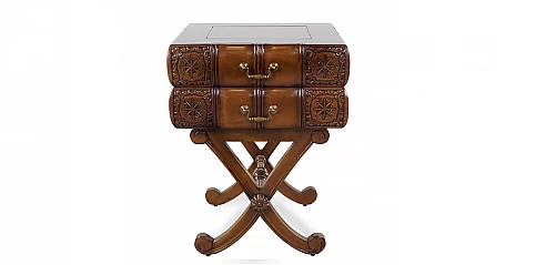 Κομοδίνο κλασικό σε μασίφ ξύλο μαονιού "Βιβλία" (UN22)