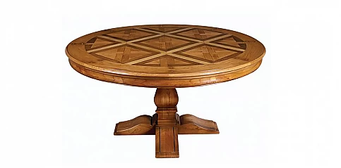 Στρογγυλό Τραπέζι Τραπεζαρίας Μασίφ – Ρουστίκ Παρκέ (DT06160)