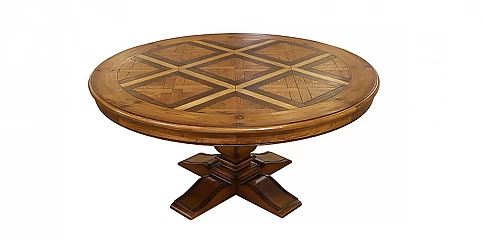 Στρογγυλό Τραπέζι Τραπεζαρίας Μασίφ – Ρουστίκ Παρκέ (DT06160)