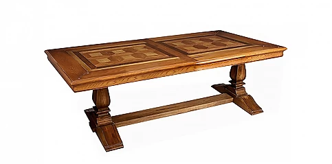 Τραπέζι Μοναστηριακό-Ρουστίκ Μασίφ Ξύλο με Επιφάνεια σε Παρκέ (DT06210)