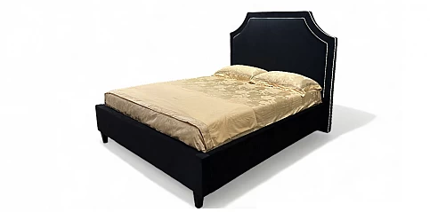 Κρεβάτι διπλό βελουτέ μαύρο (K110MBI) (160Χ200)