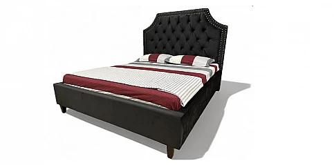 Κρεβάτι διπλό βελουτέ μαύρο (K110MBK) (160Χ200)