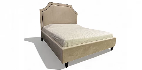 Κρεβάτι διπλό βελουτέ εκρού (K110ZBI) (160Χ200)