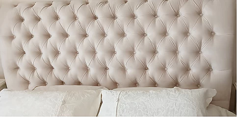 Κρεβάτι διπλό σε καπιτονέ βελούδο (BEIG) 160Χ200