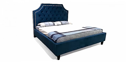 Διπλό κρεβάτι καπιτονέ σε μπλε χρώμα (K110BK) (160Χ200)