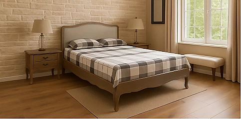 Διπλό κρεβάτι ρουστίκ σε φυσικό ξύλο (2128) (160Χ200)