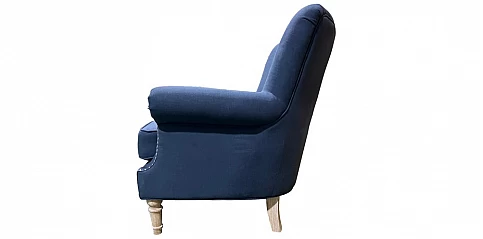 Πολυθρόνα σαλονιού σε μπλε λινό ύφασμα (M167)