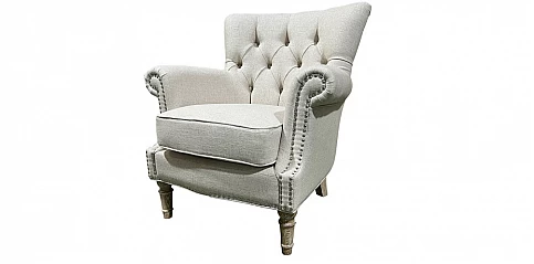 Πολυθρόνα σαλονιού καπιτονέ σε λινό ύφασμα (1699K)