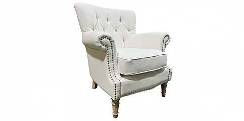 Πολυθρόνα σαλονιού καπιτονέ σε βαμβακερό ύφασμα (1605K)