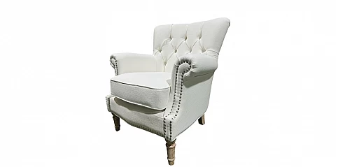 Πολυθρόνα σαλονιού καπιτονέ σε βαμβακερό ύφασμα (1605K)