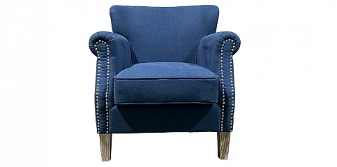 Πολυθρόνα σαλονιού σε μπλέ λινό (1407)-ΕΚΘΕΣΙΑΚΟ