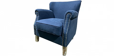 Πολυθρόνα σαλονιού σε μπλέ λινό (1407)-ΕΚΘΕΣΙΑΚΟ