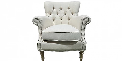 Πολυθρόνα σαλονιού καπιτονέ σε λινό ύφασμα (16PBΚ)