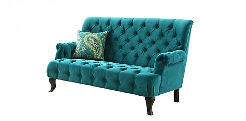 Διθέσιος καναπές πετρόλ καπιτονέ (K30863)