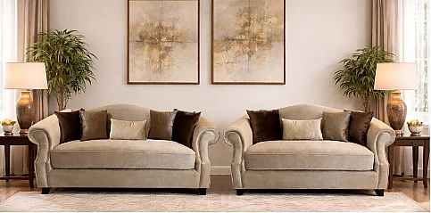 Σαλόνι Διθέσιος & Τριθέσιος Καναπές Βελούδινος Πολυτελείας με Γυαλιστερή Υφή (51073,51072)