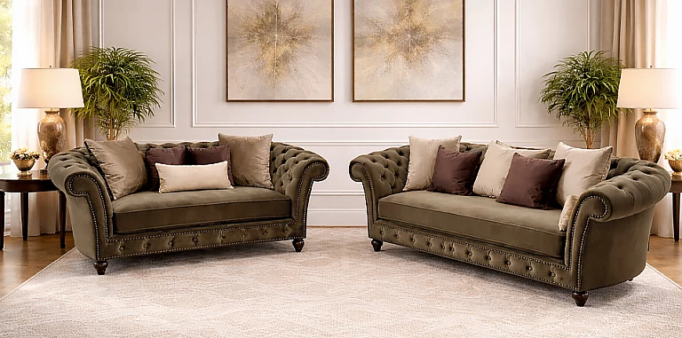 Σετ Σαλόνι Πολυτελείας σε Γήινες Αποχρώσεις (733K,732K) ΣΑΛΟΝΙΑ ΥΦΑΣΜΑΤΙΝΑ