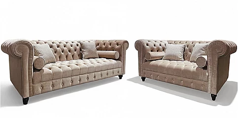 Σαλόνι σετ σε καπιτονέ βελούδο (1634T3, 1634D3)