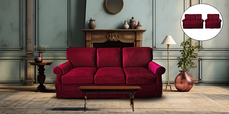 Τριθέσιος καναπές μπορντώ βελούδο (J7313) ΤΡΙΘΕΣΙΟΣ ΚΑΝΑΠΕΣ